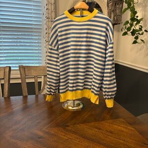 Amazon Blue and Yellow Striped Women's Sweater